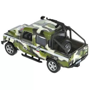 DEFPICKUP-12SLMIL-ARMGN Машина металл свет-звук LAND ROVER DEFENDER PICКUP КАМУФЛЯЖ 12 см, двер,кор. Технопарк в кор.2*36шт