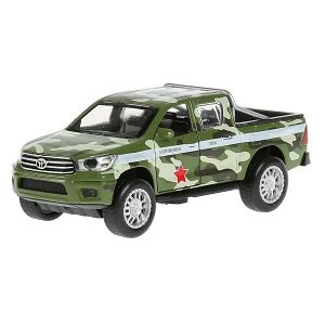 HILUX-12SLMIL-GN Машина металл свет-звук "toyota hilux камуфляж" 12см, инерц.зеленый,в кор. Технопарк в кор.2*36шт