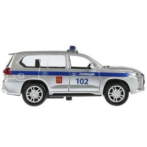 LX570-P-SL Машина металл свет-звук LEXUS LX-570 ПОЛИЦИЯ длина 12 см, двери, инерц, кор. Технопарк в кор.2*36шт