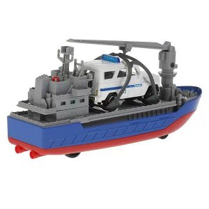 CRANEBOAT-17SLPOL-HUNTBU Модель металл свет-звук ТРАНСПОРТНЫЙ КОРАБЛЬ ПОЛИЦИЯ 17 см, HUNTER, в кор. Технопарк в кор.2*24шт