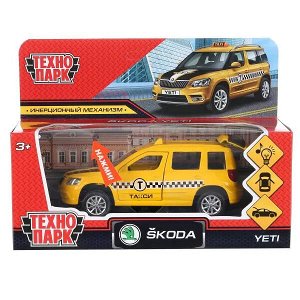 YETI-12SLTAX-YE Машина металл свет-звук SKODA YETI ТАКСИ 12 cm, двери, багаж, инерц, в кор. Технопарк в кор.2*36шт