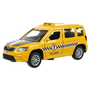 YETI-12SLTAX-YE Машина металл свет-звук SKODA YETI ТАКСИ 12 cm, двери, багаж, инерц, в кор. Технопарк в кор.2*36шт