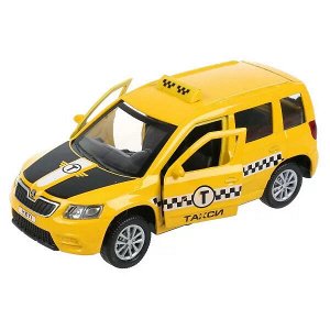 YETI-12SLTAX-YE Машина металл свет-звук SKODA YETI ТАКСИ 12 cm, двери, багаж, инерц, в кор. Технопарк в кор.2*36шт