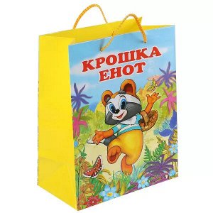 CLRBG-KE-02 ПАКЕТ БУМАЖНЫЙ "ИГРАЕМ ВМЕСТЕ" "КРОШКА ЕНОТ" 26Х32Х14СМ, БУМ., ГЛЯНЦЕВЫЙ В ПАК. УП-24ШТ в кор.3уп