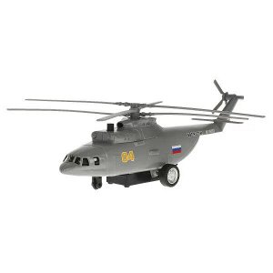 COPTER-20SL-GY Модель металл свет-звук ВЕРТОЛЕТ ТРАНСПОРТНЫЙ 20см, люк, подв дет, сер, кор. Технопарк в кор.2*36шт