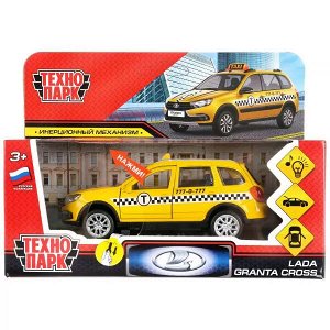 GRANTACRS-12SLTAX-YE Машина металл свет-звук "lada granta cross 2019 такси"12см,инерц,.желтый,в кор Технопарк в кор2*36шт