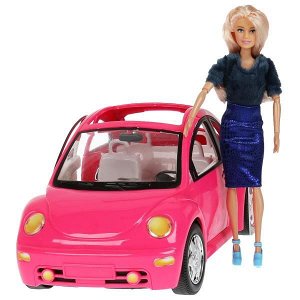 66001-CAR-S-BB Кукла 29 см София, руки и ноги сгиб,в комплекте машина, кор КАРАПУЗ в кор.3шт