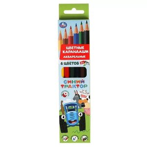 CPA6-52006-STR Цветные карандаши Синий ТРАКТОР 6цв, акварельные Умка в кор.20*24наб