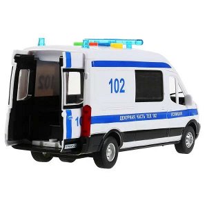 TRANSITVAN-22PLPOL-WH Машина свет+звук "ford transit полиция" 22,5см, пластик, откр.двери, инерц. Технопарк в кор.2*18шт