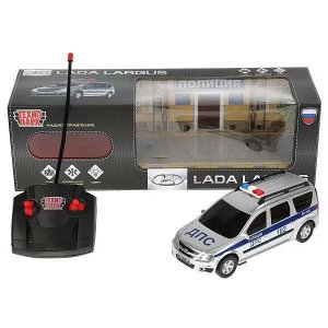 LADALARGUS-18LPOL-GY Машина р/у LADA LARGUS ПОЛИЦИЯ 18 см, свет, серебр, кор. Технопарк в кор.2*24шт