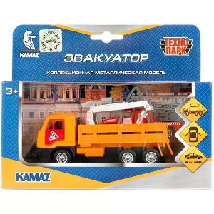 SB-19-29-C-WB Машина металл KAMAZ ЭВАКУАТОР, 12 см, дв.,подв.лет.,инер.+урал пожар. 7,5 см Технопарк в кор.2*24шт