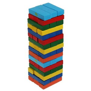 2007K698-R Настольная игра пирамидка деревянная башня Три Кота кор.8*27*8см ИГРАЕМ ВМЕСТЕ в кор.25шт