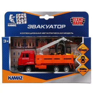 SB-19-29-E-WB Машина металл KAMAZ ЭВАКУАТОР, 12 см, дв.,подв.дет.,инер.+погр.-экск. 7,5 см Технопарк в кор.2*24шт