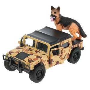 SB-18-09-H1-M(DY)+DOG-WB Машина металл hummer h1 ПИКАП, 12 см, двери, баг., инерц.+овчарка , кор. Технопарк в кор.2*24шт