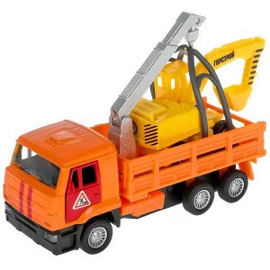 SB-19-29-B-WB Машина металл KAMAZ ЭВАКУАТОР, 12 см, дв., подв.дет.,инер.+экск. 7,5 см,кор. Технопарк в кор.2*24шт