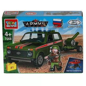 7268-CY LADA конструктор LADA 4x4 с пушкой, 81 дет. (легко собрать) Город мастеров в кор.80шт