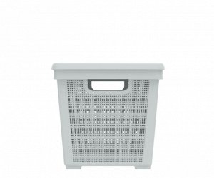 Плетёная корзина для хранения с крышкой «Лён» 22л (400×284×264мм) (серый)