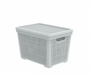 Плетёная корзина для хранения с крышкой «Лён» 22л (400×284×264мм) (серый)