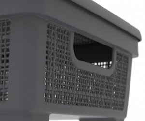 Плетёная корзина для хранения с крышкой «Лён» 11л (400×284×137мм) (графит)