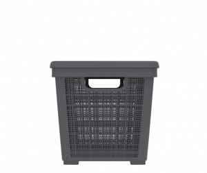 Плетёная корзина для хранения с крышкой «Лён» 22л (400×284×264мм) (графит)