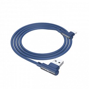 Кабель USB BOROFONE BX58 Lucky, USB - Micro USB, 2.4А, 1 м, синий, Г-образный зарядка и передача данных