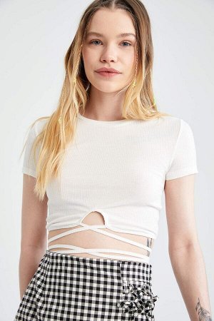 Укороченная футболка Cool Slim Fit с завязками на талии и короткими рукавами