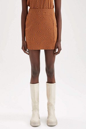 Мини-юбка А-силуэта с нормальной талией и узором с разрезами