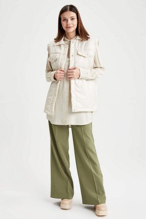 Туника-рубашка из вискозы с длинными рукавами и двумя карманами Relax Fit