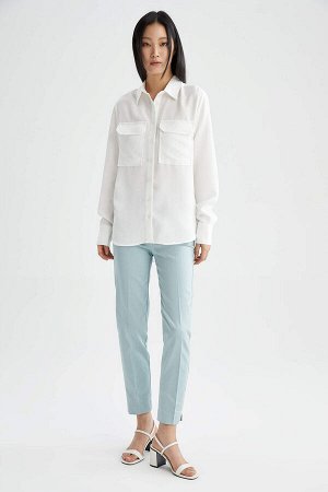Рубашка Oversize из вискозы с карманами и длинными рукавами