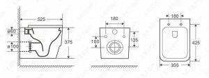 Унитаз подвесной Golden Frog LT061E-R, безободковый***