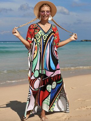 Пляжное платье  с изображением лица