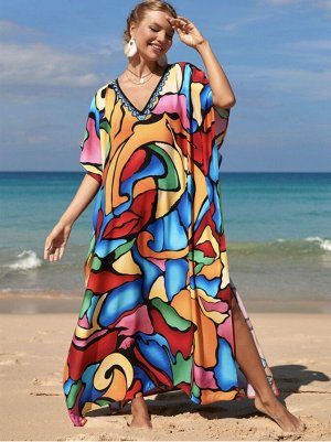 Пляжное платье разноцветные блоки
