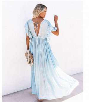 Пляжное платье из бамбукового хлопка,  небесно-голубой