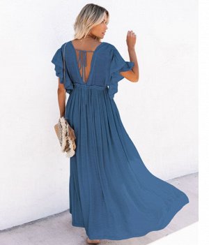 Пляжное платье из бамбукового хлопка,  синий