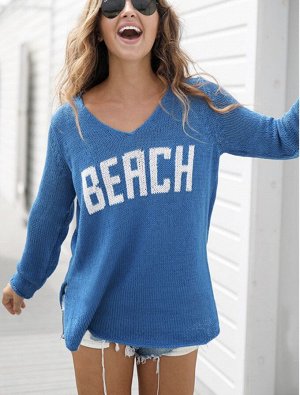 Легкий трикотажный пуловер синий