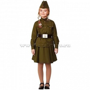 Костюм &quot;Солдатка хлопок&quot; (гимнастерка, юбка, пилотка, ремень) размер 116-60