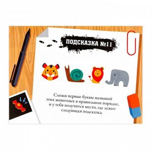 Квест-игра по поиску подарка «Для юных детективов», 12 подсказок, письмо, 8+