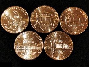 США 1 цент 2009 2010 Жизнь Линкольна набор 5 монет UNC