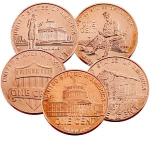 США 1 цент 2009 2010 Жизнь Линкольна набор 5 монет UNC