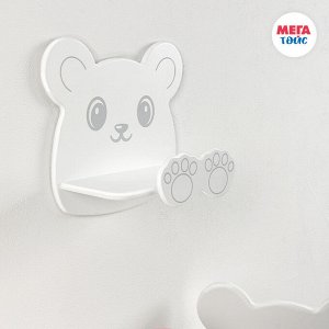 Полка настенная детская деревянная облако 26 см «Мишка»  Мега Тойс