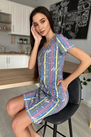 Туника Варианты расцветки: полоса+коралл, полоса+сирень
Ткань:  кулирка, Состав:  100% хлопок
Туника полуприлегающего силуэта, с боковыми карманами, средней длины, с V-образной горловиной. Рукав втачн