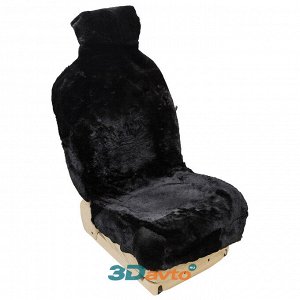 Накидка сиденья меховая натуральная овчина цельная 2 предмета ЭДИЛЬБА Черная 1,45м*0,70 с закрытыми боками, комплект