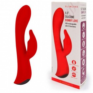 Красный вибромассажер-кролик 5" Silicone Bunny Love - 19,1 см.