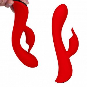 Красный вибромассажер-кролик 5" Silicone Bunny Love - 19,1 см.