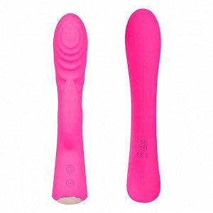 Ярко-розовый вибромассажер-кролик 5" Silicone Ripple Passion - 19,1 см.