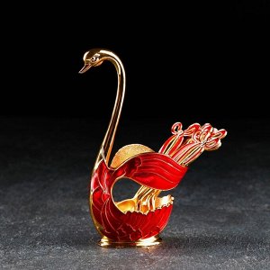 Набор ложек на подставке Magistro Swan, 7,5?4,5?15 см, 6 шт, цвет красный