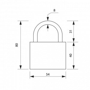 Замок навесной, 54х80 мм, 3 ключа