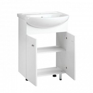 Комплект мебели: для ванной комнаты "Вега 55": зеркало-шкаф + тумба + раковина