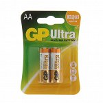 Батарейка алкалиновая GP Ultra, AA, LR6-2BL, 1.5В, блистер, 2 шт.