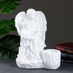 Фигурное кашпо "Дева ангел с ребенком", белый 0,4 л/ 35см